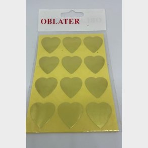 Oblater hjerter i guld og slv